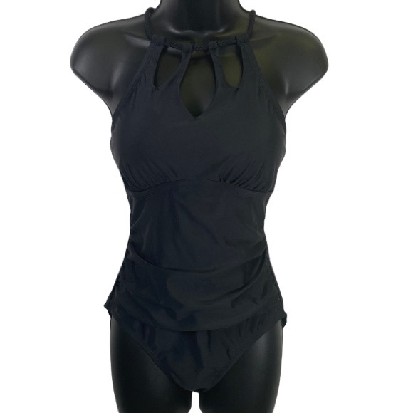 NWT's Kona Sol Women's Black One Piece 1pc Swimsuit Size Medium - Picture 2 of 6